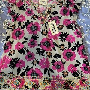 Savanna Jane Pink and Black Floral Blouse